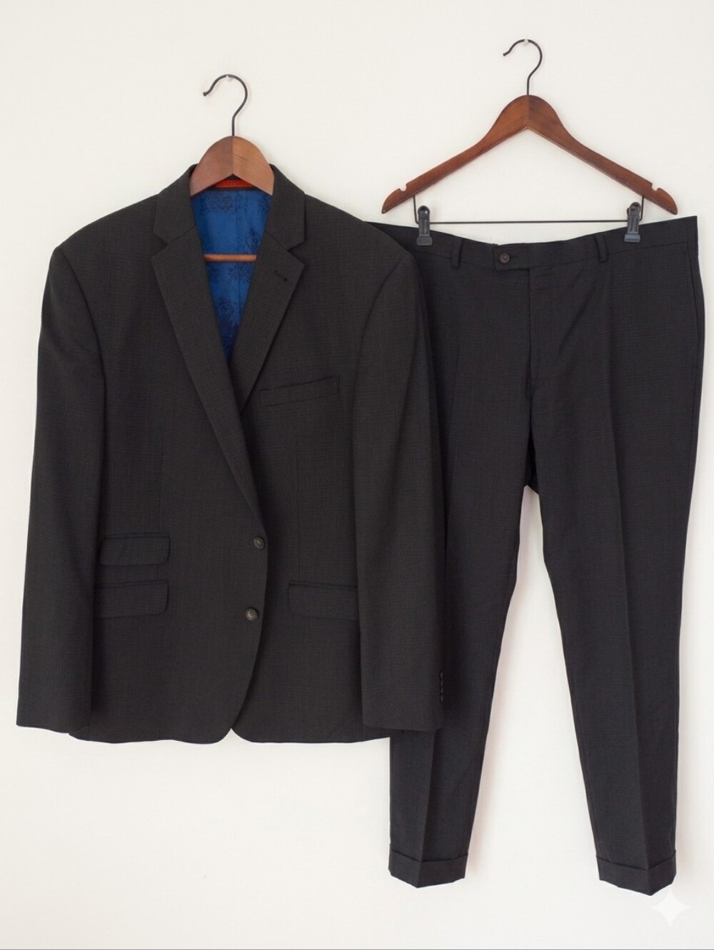 Ted Baker London No Ordinary Joe Suit 46R Black Wool Classic Office